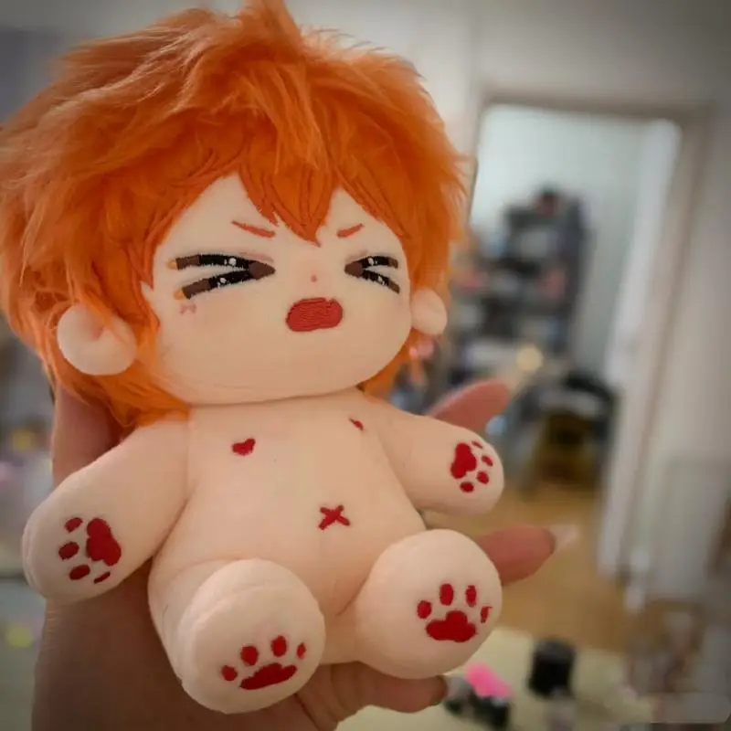 20Cm Japanese Anime Haikyuu Hinata Shoyo Cute Crying Expression There Bracket Plush Naked Doll Desktop Decoration Friend's Gifts