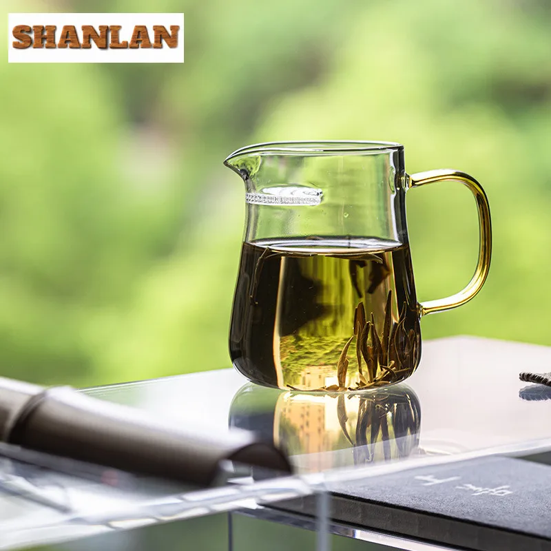 420 مللي كوب عادل زجاجي سميك تشاهاي عالي البورون سيليكون مقاوم للحرارة شاي الكونغ فو مع مقبض مرشح كوب معرض فاصل الشاي #6