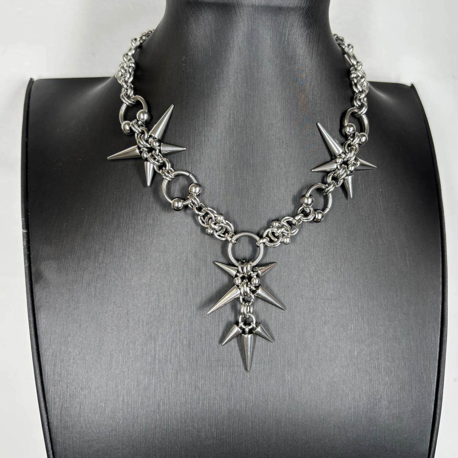 Punk Grunge Rock Rivet Pendant Chain Cool Fashion Handmade Geometric Necklace Goth Charm Jewelry Hip Hop Accessories
