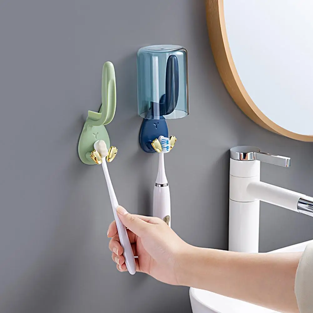 Hanging Hook No Traces Punch Free Air Dry ABS Cartoon Rabbit Shape Bathroom Toothbrush Storage Storage Hanging Hookfor Home
