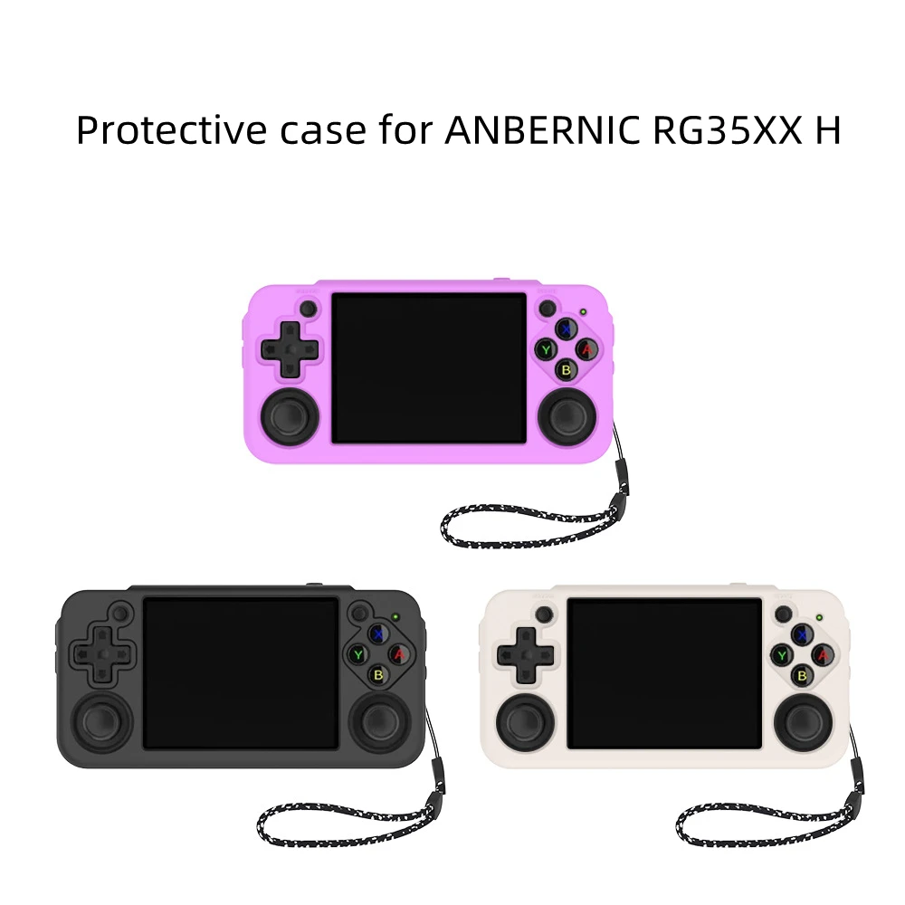 Funda protectora para consola de juegos ANBERNIC RG35XX H, funda de silicona, piel suave, funda antideslizante con cordón