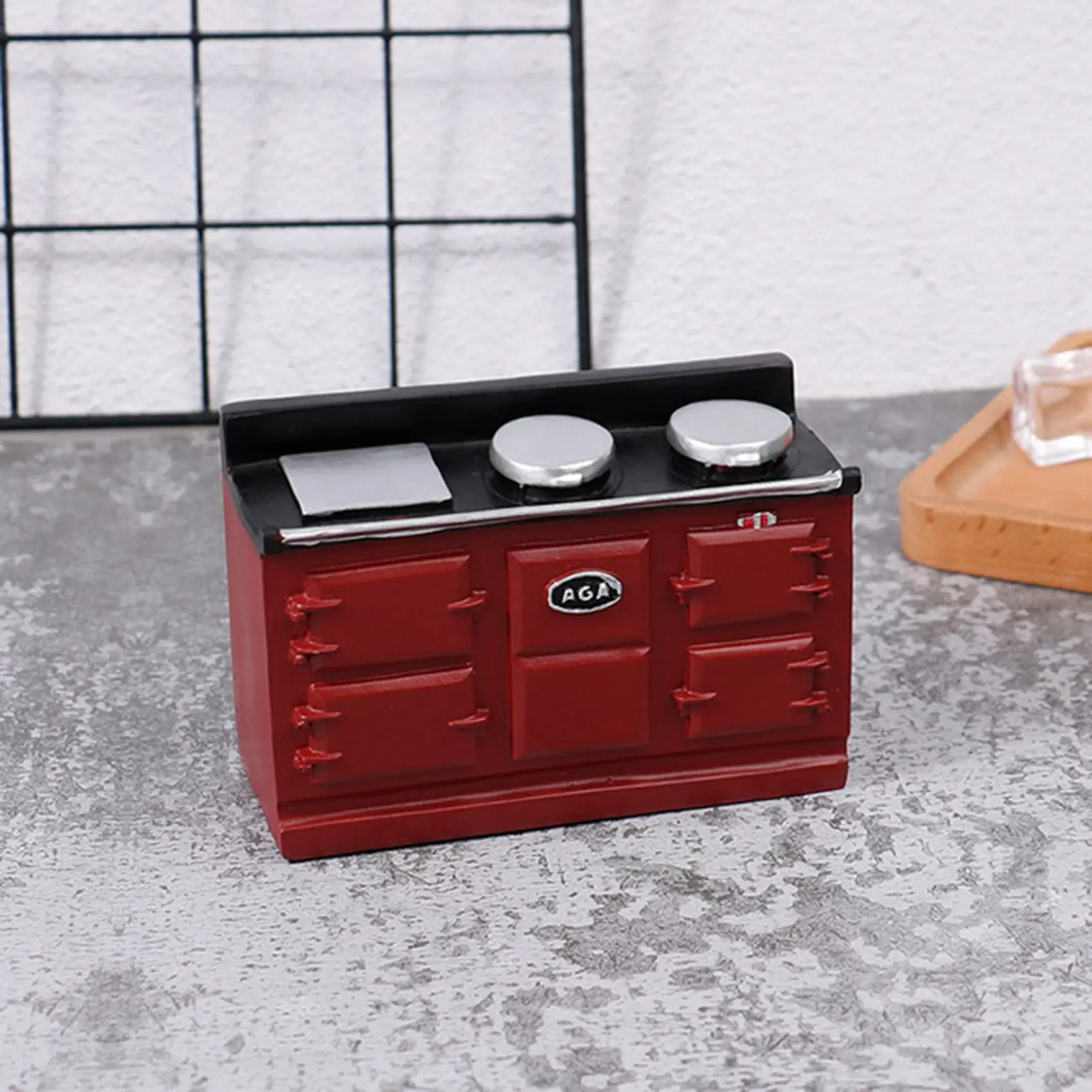 

B78B-1/12 Dollhouse Miniature Gas Stove Simulation Three-Hole Heat Transfer Stove For Dollhouse Accessories