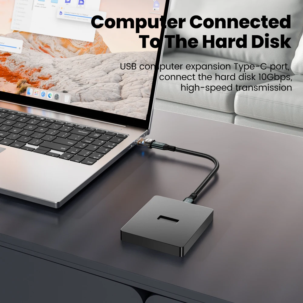 elough 120W Type C Female to USB A Male Adapter Fast Charging Transparent USB 3.2/Gen 2 OTG for iPhone 15 16 Tablet Computer