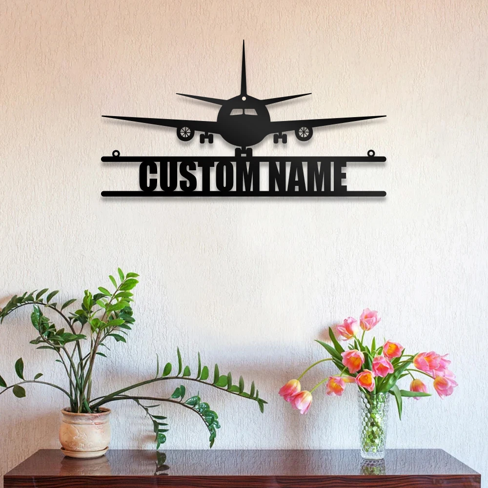 1pc aeroplane creative Custom Name Metal Wall Signs Metal Wall Plaque For Home Decor Living Room Bedroom