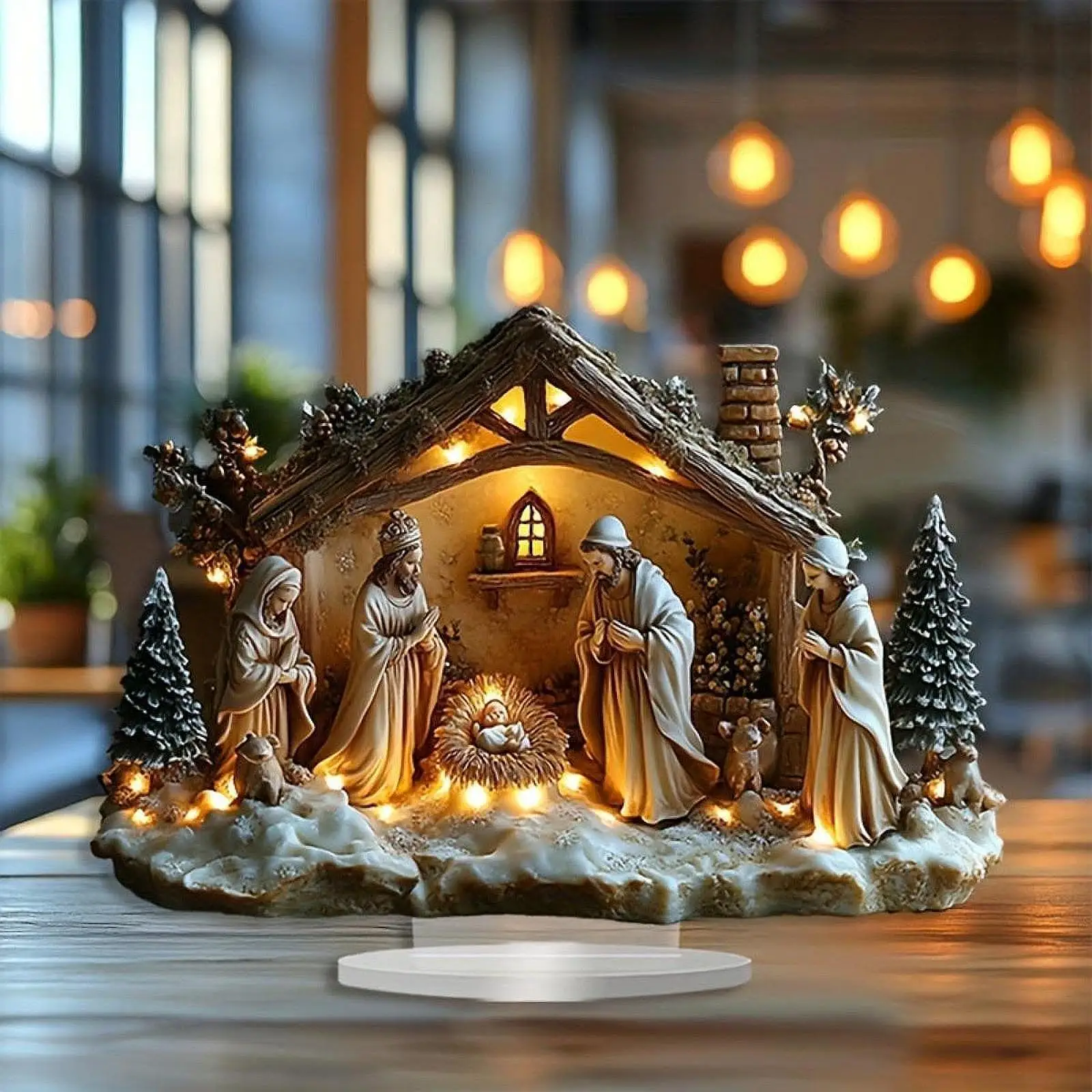 Christmas Nativity Acrylic Sign Religious Xmas Decor Christmas Tabletop Decoration for Bedroom Living Room Indoor Cabinet Table