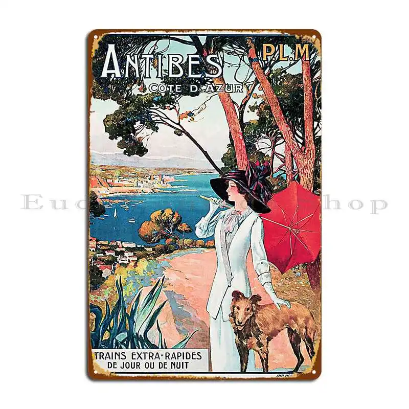 Placa de señal de Metal Antibes Cote D Azur Extra Fast Train, día o noche, Vintage, francés, Plm, anuncio ferroviario