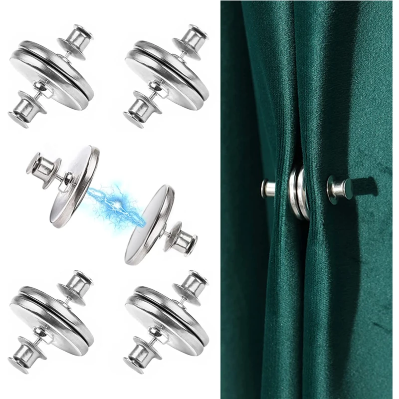 New Magnetic Curtain Closed Button Nail Free Detachable Window Curtain Close Magnet Buckle Home Drapery Magnet Holdback Buttons