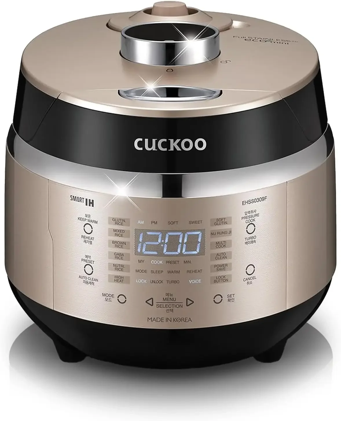 

CUCKOO CRP-EHSS0309FG | 3-Cup (Uncooked) Induction Heating Pressure Rice Cooker | 15 Menu Options, Auto-Clean, Voice Guide