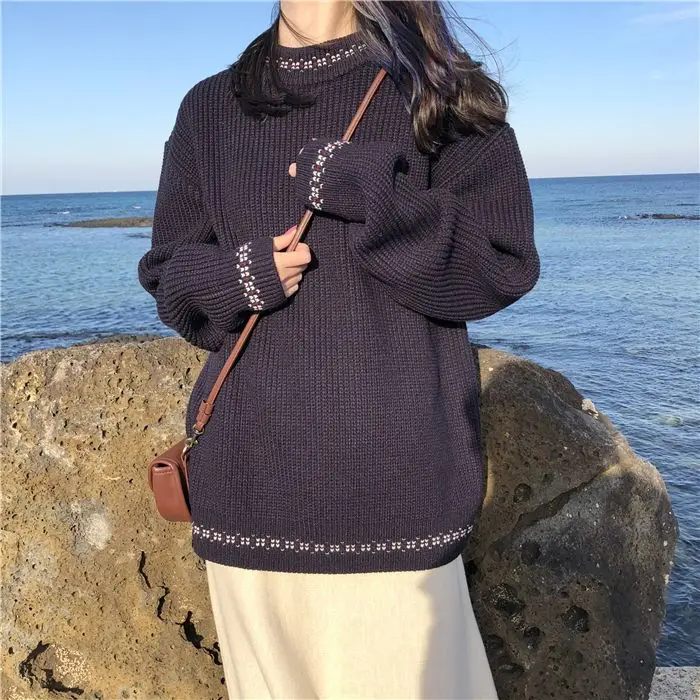 Sweater Autumn And Winter New Korean Version  Dark Wild Loose Loose Lazy Wind Hole Women Couple Sweater