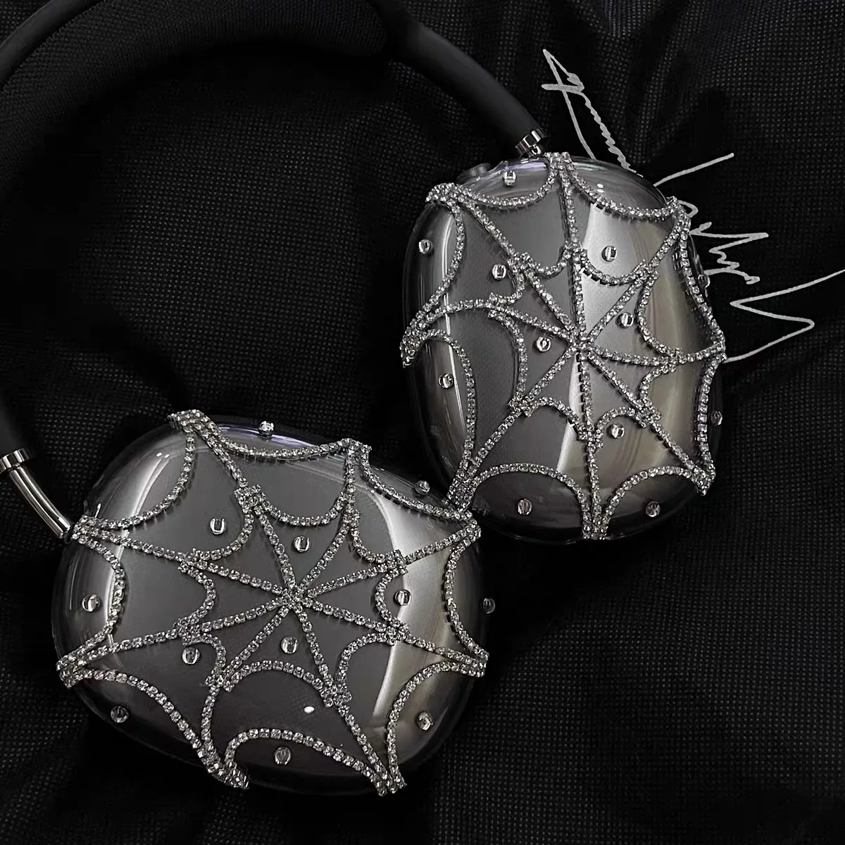 Adecuado para airpodsmax Diamond Flash Series cubierta protectora de red con cuentas que caen la lluvia