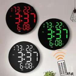 Led Round 3D Large Screen Wall Clock Digital Temperature Humidity Date Display Alarm Clock Modern Home Decor with Remote Control