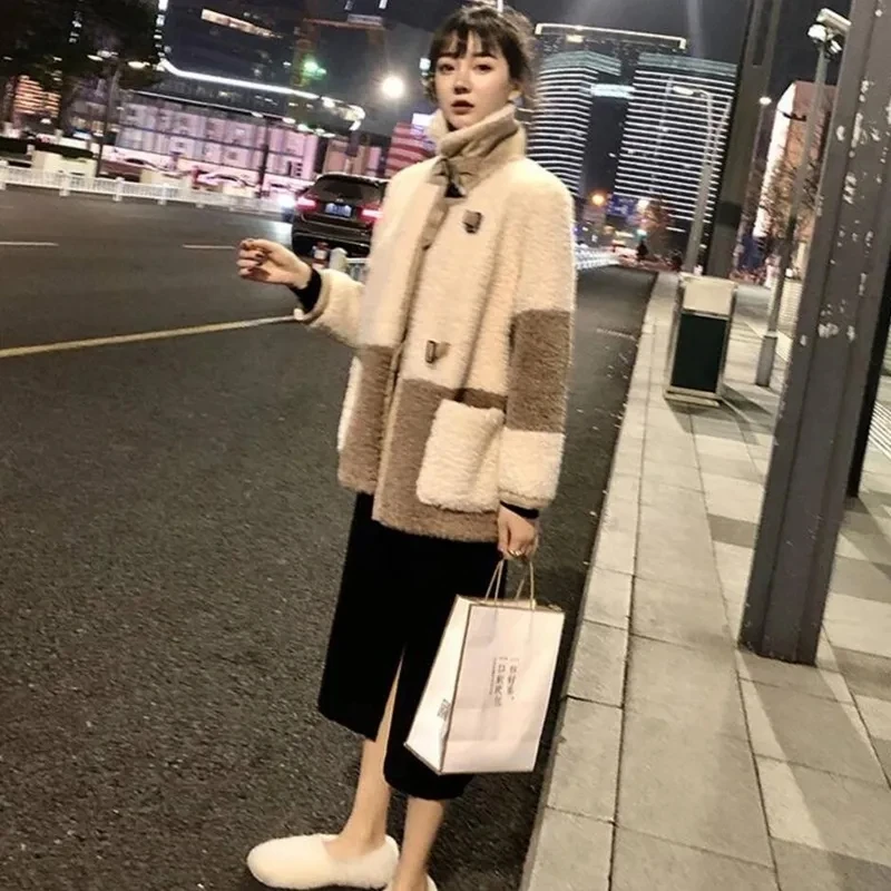 Autumn Winter New Faux Lamb Wool Coat Female Long-sleeve Casual Loose Jacket Ladies All-match Thick Fur Warm Top