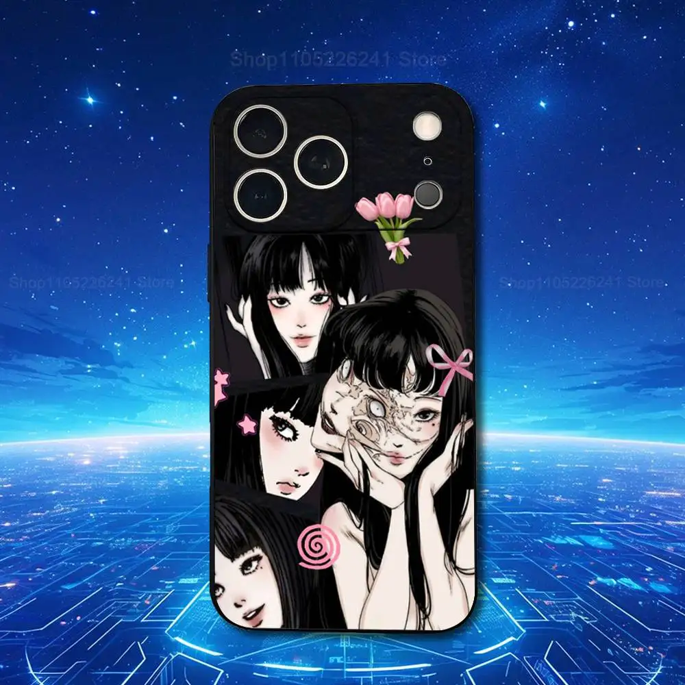 حافظة T-Tomie J-Junji I-Ito Comics لهاتف iPhone 11,12,15,14,13,16,17,Plus,Pro Max,XS,X,XR,SE,Mini,8,7,Soft Silicone Black