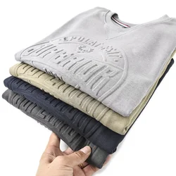 2023 Spring Winter New Basic Sweatshirts 3D Letter Printed Men Plus Size Washed Pullover Hoodies Casual High Quality Pullovers