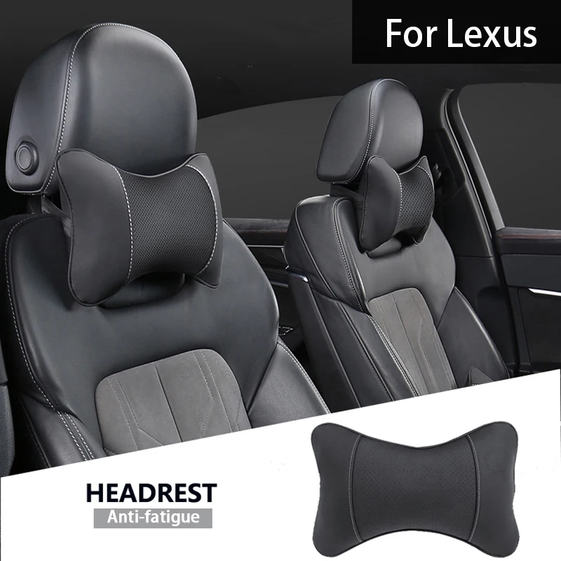 

1Pcs Car Seat Headrest Leather Auto Interior Head Neck Pillow For Lexus IS250 RX350 ES350 Ct200h NX300h GS300 GX470 LX570 LS430