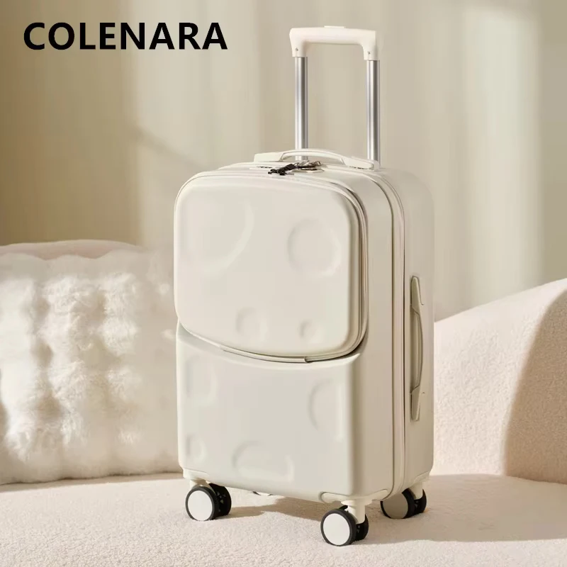 COLENARA USB Charging Suitcase Front Opening Laptop Boarding Case High Capacity Trolley Case 20