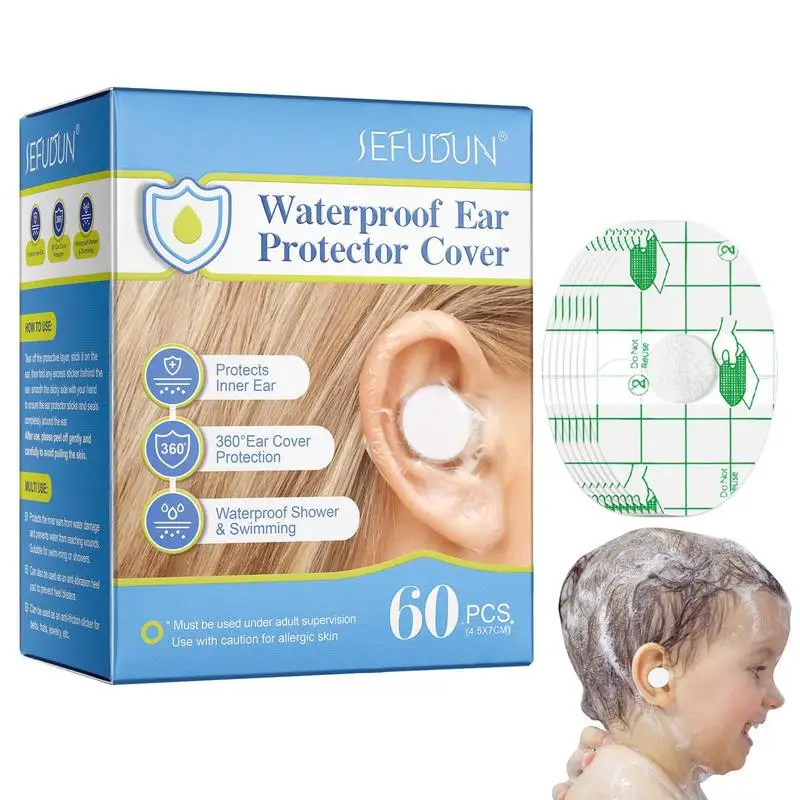 

Baby Waterproof Ear Stickers 60pcs Newborn Shower Ear Protector Newborn Ear Protection For Swimming Showering Bathing