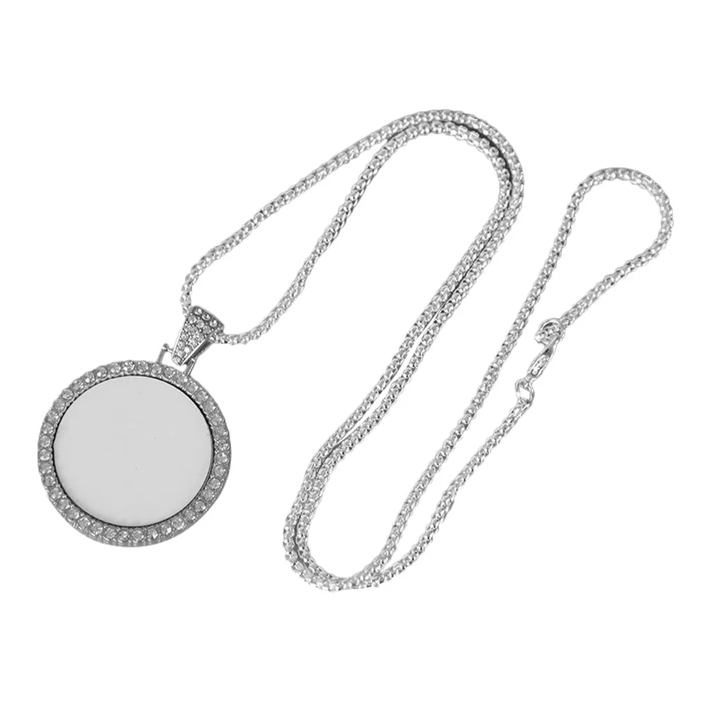 

Rhinestone Pendant Large DIY Sublimation Blank Necklace Creative Art Pendants Trendy Minimalist European American Style Heat