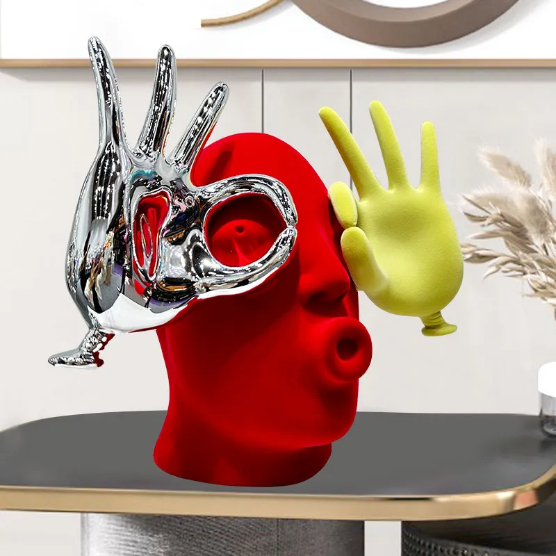 Flocked ornaments, high-end and niche creative living room study TV cabinets, light luxury abstract art sculpture soft
