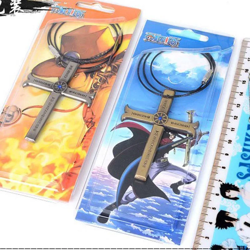 Anime One Piece Peripheral Necklace for Women Men Dracule Mihawk Cross Alloy Necklaces Men Jewelry Pendant Choker Collares Gift