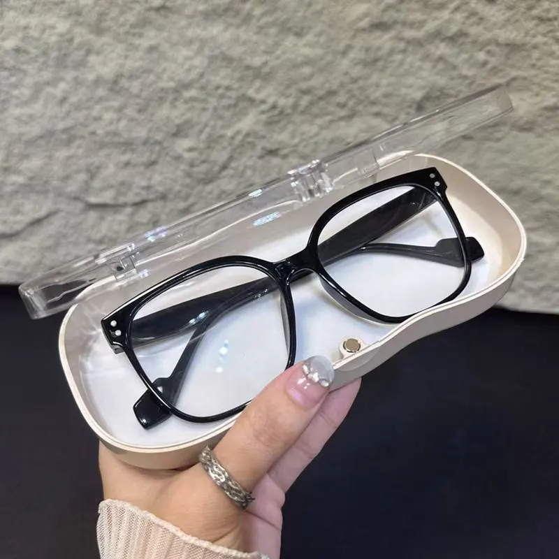 Disney Mickey Transparent Wave Glasses Box Anime Character Children's Cute Portable Pressure resistant Glasses Storage Box gifts