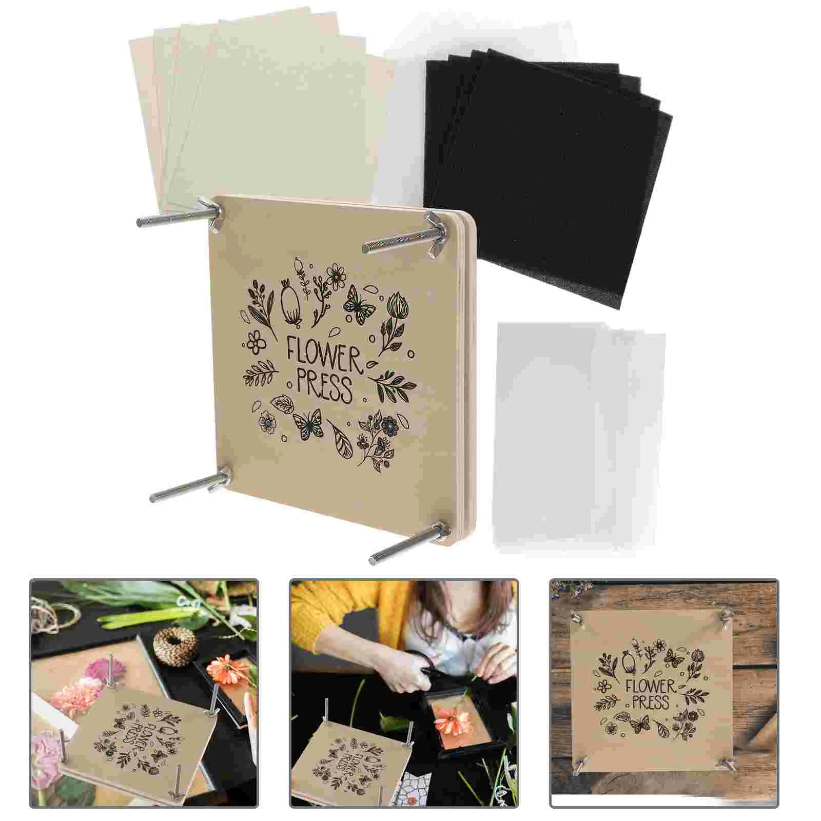 

Aldult Press Flower Pressed Dried Flowers Foliage Specimen Pressing Kit Wood Floral DIY Plants