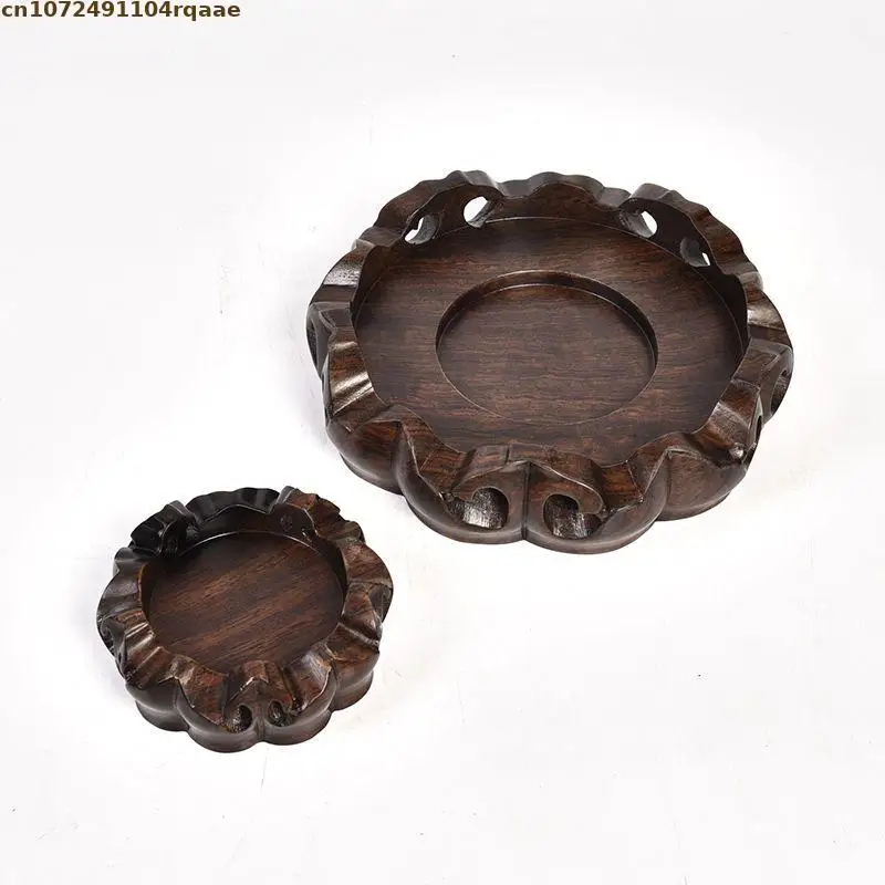 Runde Ornamentbasis aus Ebenholz, geschnitzter Präsentationsständer für Vase, Teekanne, Kristallkugel, Pflanzentopf, Desktop-Deko-Sockel für Zuhause. – Detail 5