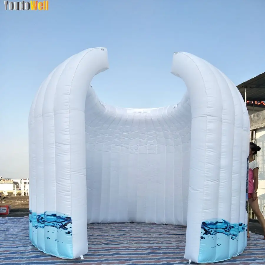 Portable High Quality White Printed Logo Inflatable Office Tent Without Roof For Indoor Exhibitions With One Side Open