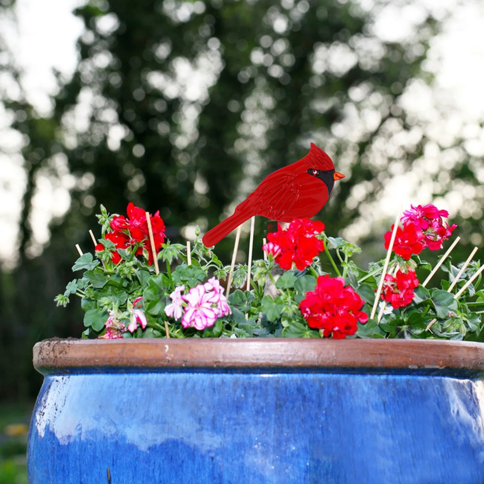 

1pc Small Metal Decor Bird House Statue For Garden Yard Outdoor Patio Decoration Red Bird Ornaments Zinc Alloy Craft