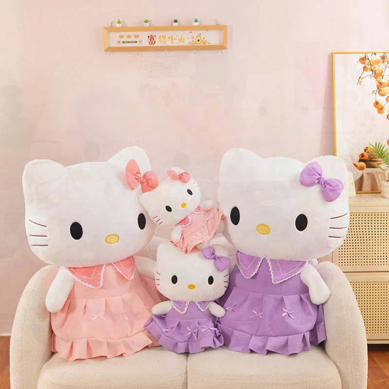 

Kawaii Sanrio Hello Kitty Stuffed Doll in Dress Cute KT Plush Toy for Kids Anime Birthday Gift and Valentine's Day Present