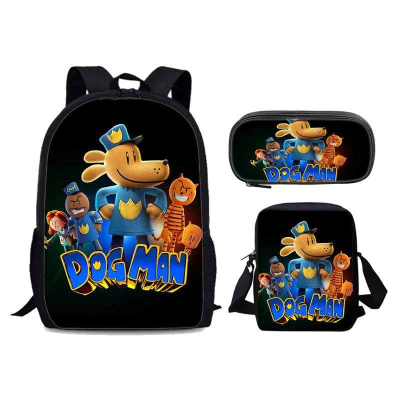 Dog Man 3pcs Set Backpack School Bags Anime Shoulder Bag Pencil Case Camping Book Bags for Boys Girls Best Gift