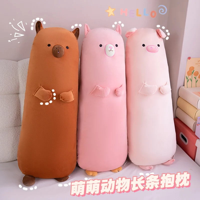 

Lovely Soft Capybara Pink Pig Sheep Plush Big Cushion Stuffed Animal Toys Long Pillow Doll Kids Birthday Gift