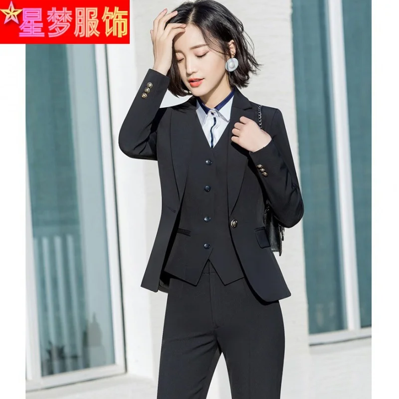 960Business Wear Female Suit Temperament Vest Suit Interview Suit Formal Suit Hotel Front Stage Work Wear Clothes