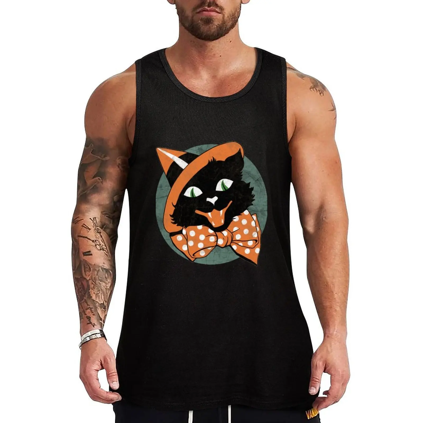 

Halloween Vintage Halloween Black Cat Tank Top Cool Dry Tank Top Lightweight Summer Sleeveless Top