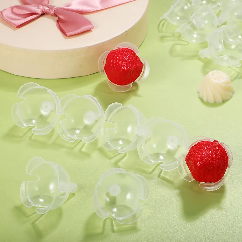 

120pcs Chocolate Flower Holder Candy Bouquet Supplies Round Plastic Wrapper Ball Case Valentine Romantic Design Stable Base