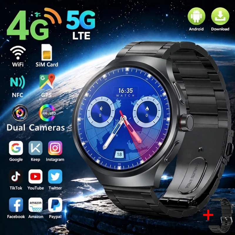 VP50 Android Smart Watch Men Women, 180° Pull Out Camera, SIM Card, GPS WiFi, App Download, Fitness Tracker Watch
