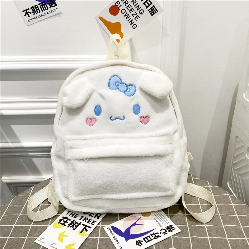 New Sanrio Cartoon Lovely Plush Backpack Cinnamoroll Kuromi Girl Heart Large Capacity My Melody Shoulders Bag Kid Christmas Gift