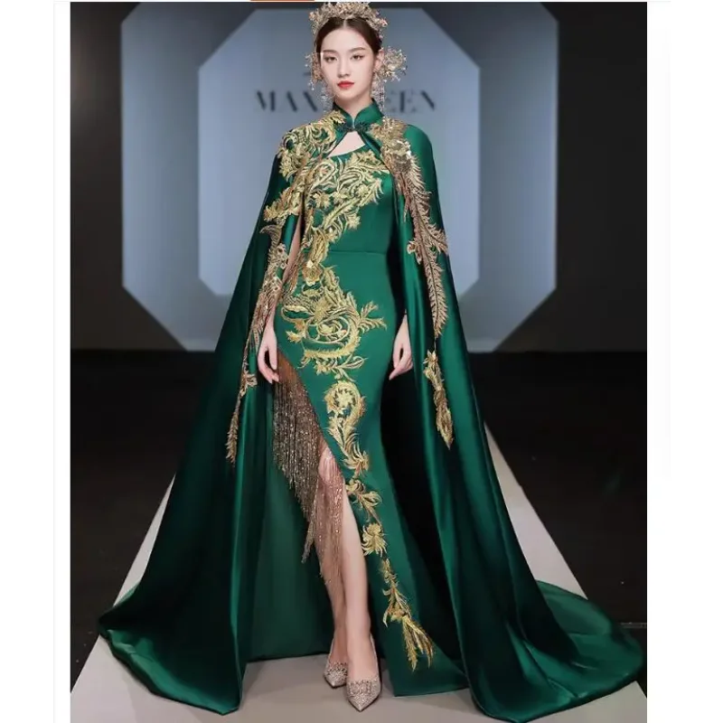 High End Cheongsam 2023 New Chinese Style Model Runway Stage Dress for Women