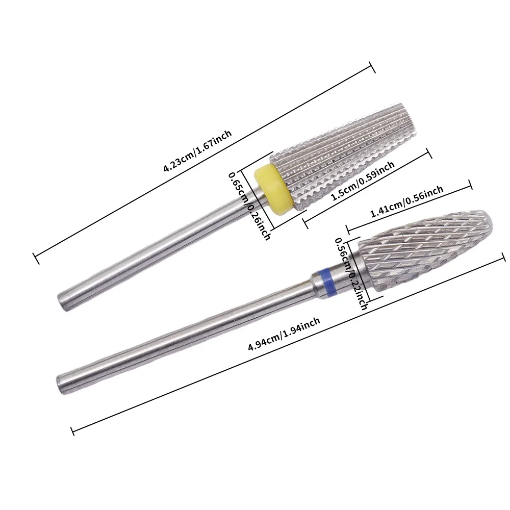 1개 전문가용 원뿔형 네일 드릴 비트 카바이드 3/32인치 밀링 커터 매니큐어용 로터리 버 전동 드릴 액세서리 도구