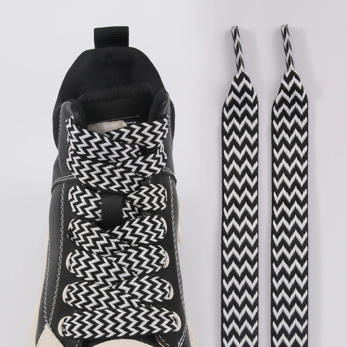 1 Paar gewebte Schnürsenkel mit Wellenmuster, flache Schnürsenkel, 1,5 cm breit, für Sportschuhe, Laufschuhe, Sneaker und Stiefel. – Detail 19