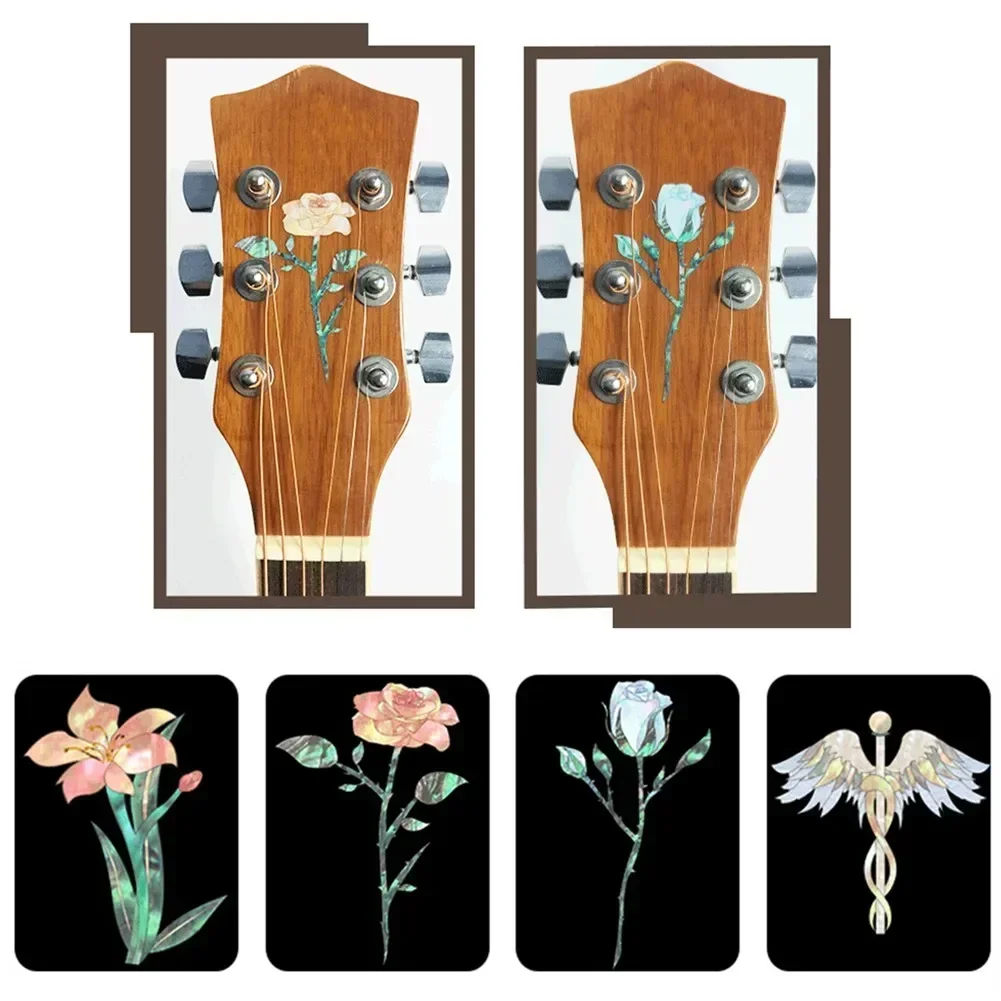 Indoor Guitar Sticker Decal Inlay Sticker Guitar Decorations Decal Flower Guitar Guitar Neck Headstock Red Rose