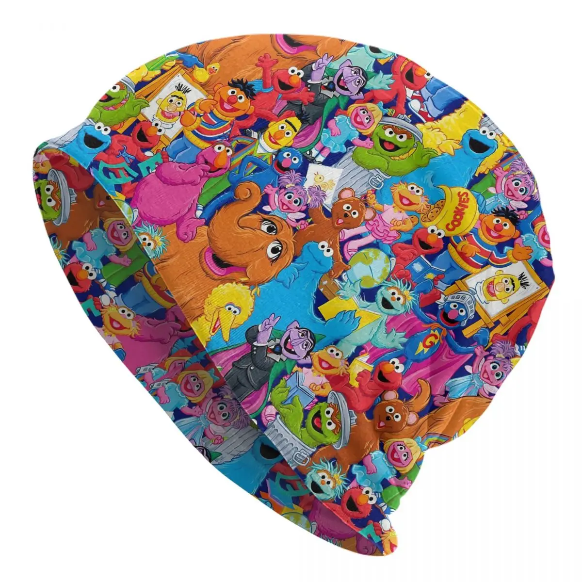 Sesame Street Cartoon Bonnet Hat Autumn Winter Outdoor Skullies Beanies Hats Elmo Friends for Men Women Warm Dual-use Caps