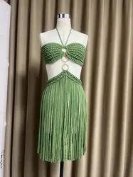 BeachapcheMacrame Dress Women'S Hollow Tassel Woven Dress Celebrity Club Party each Dress