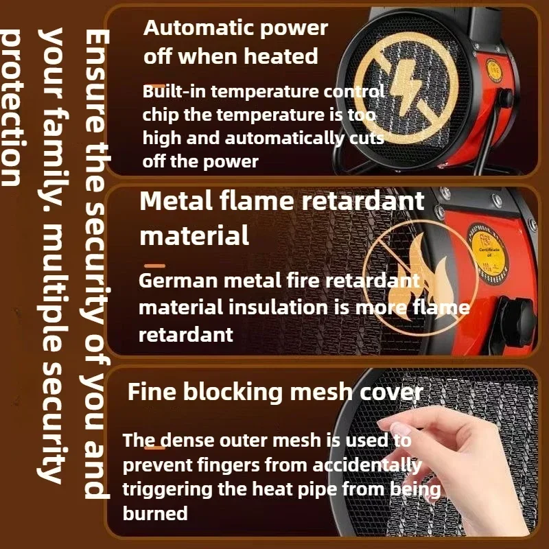 220V 2000W 3000W High-power Small Steel Gun Heater Household Heater Industrial Energy Saving Quick Heating Indoor Shaking Head