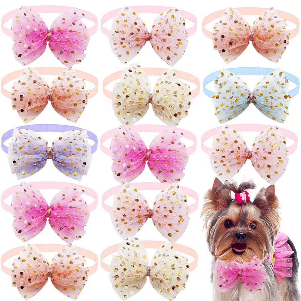 50pcs Lace Big Bows For Dogs Fashion Cute Big Dog Bulk Bowties Collar For Dogs Pets Grooming Bows Pet Accessories Dog Supplies