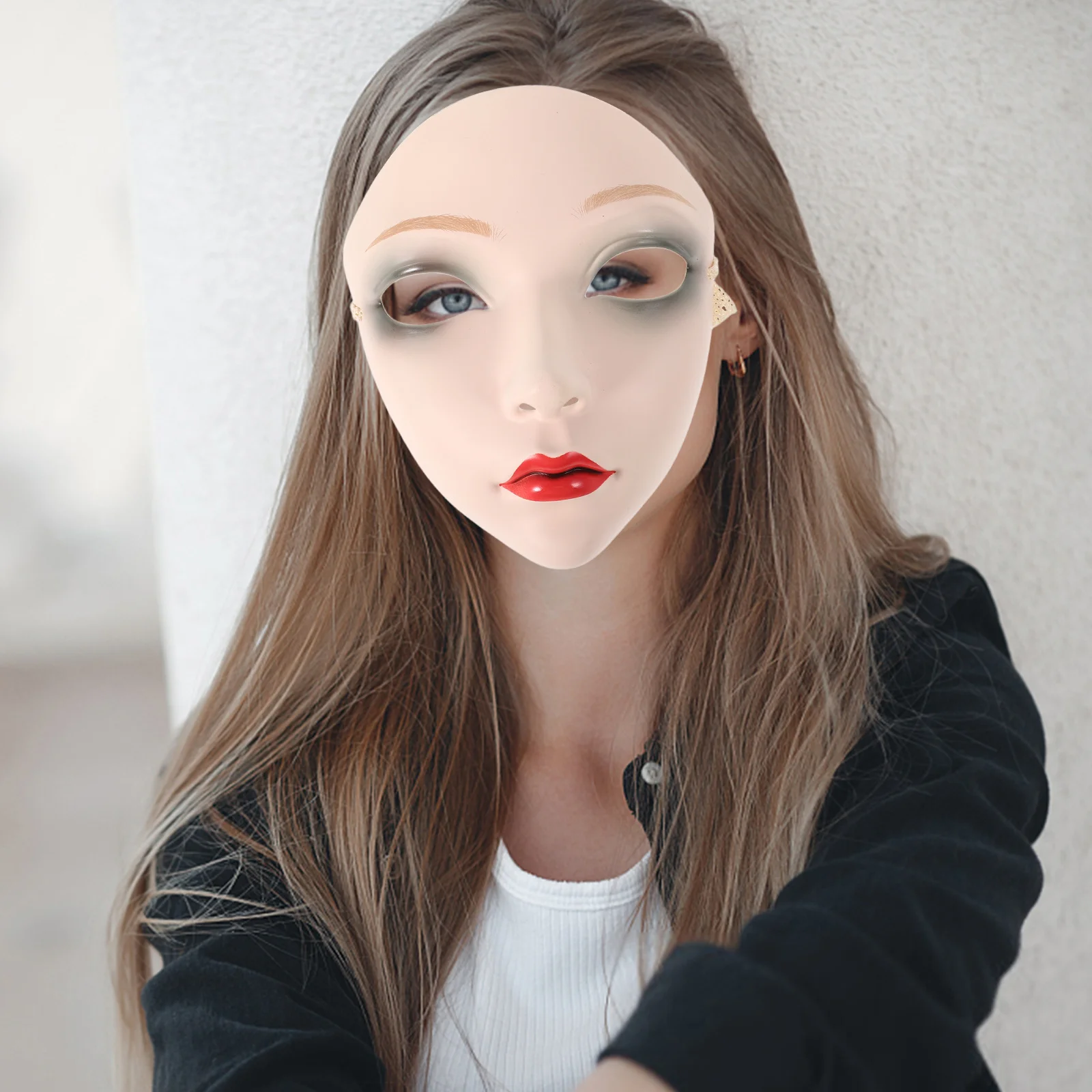 หน้ากากสไตล์จีนแบบเต็มหน้าสำหรับผู้หญิง ฮันฟู คอสเพลย์ อุปกรณ์เสริม ความงามแบบดั้งเดิม งานปาร์ตี้สวมหน้ากาก การแสดงบนเวที สไตล์วินเทจ