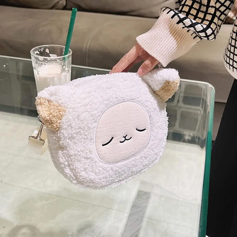 

Cute Crossbody Bag Plush Cartoon Shoulder Bag Cute Cat Bear Sheep Design for Women Girls Adjustable Crossbody for Coins