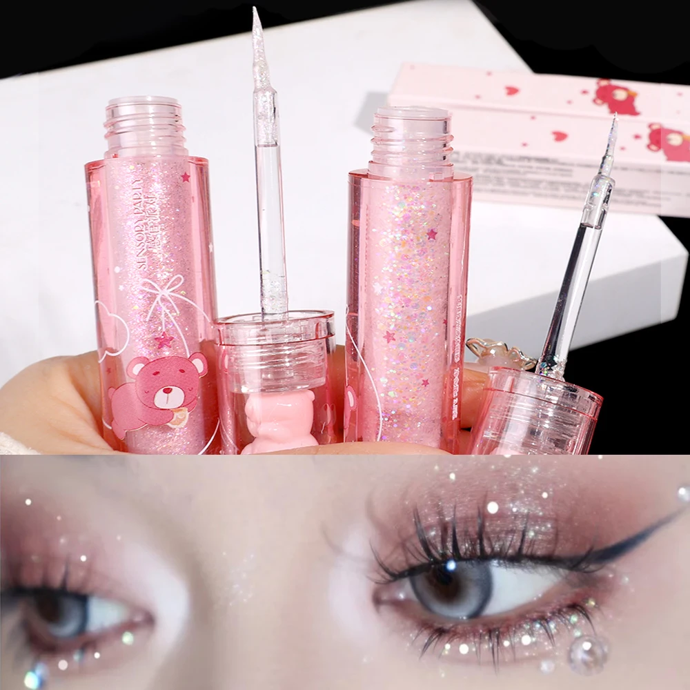 Glitter Diamant Vloeibare Oogschaduw Waterdichte Shimmer Parelmoer Pailletten Eyeliner Markeerstift Blijvende Oogmake-Up Koreaanse Cosmetica