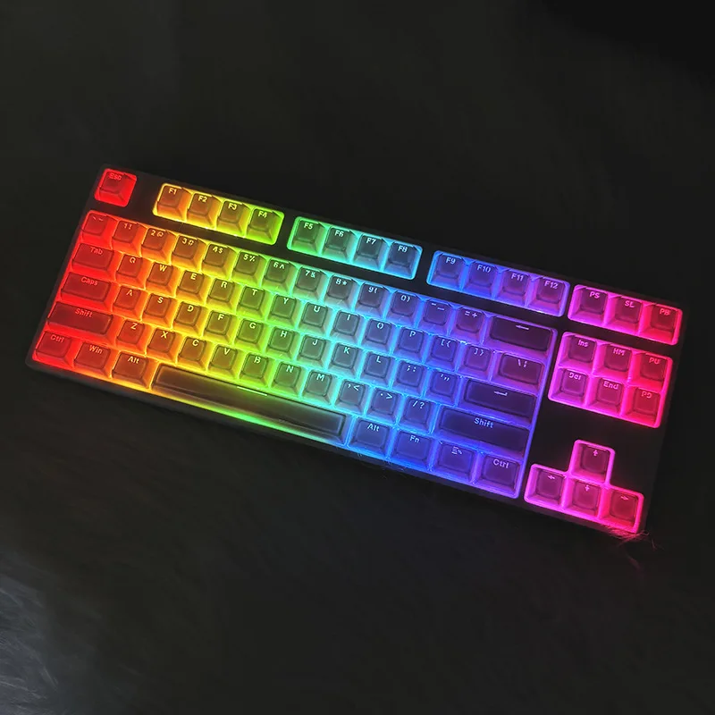 KUXM Jelly Purple Keycaps OEM Height 136-Key Small Full Set PC Transparent Magnetic Axis Keyboard