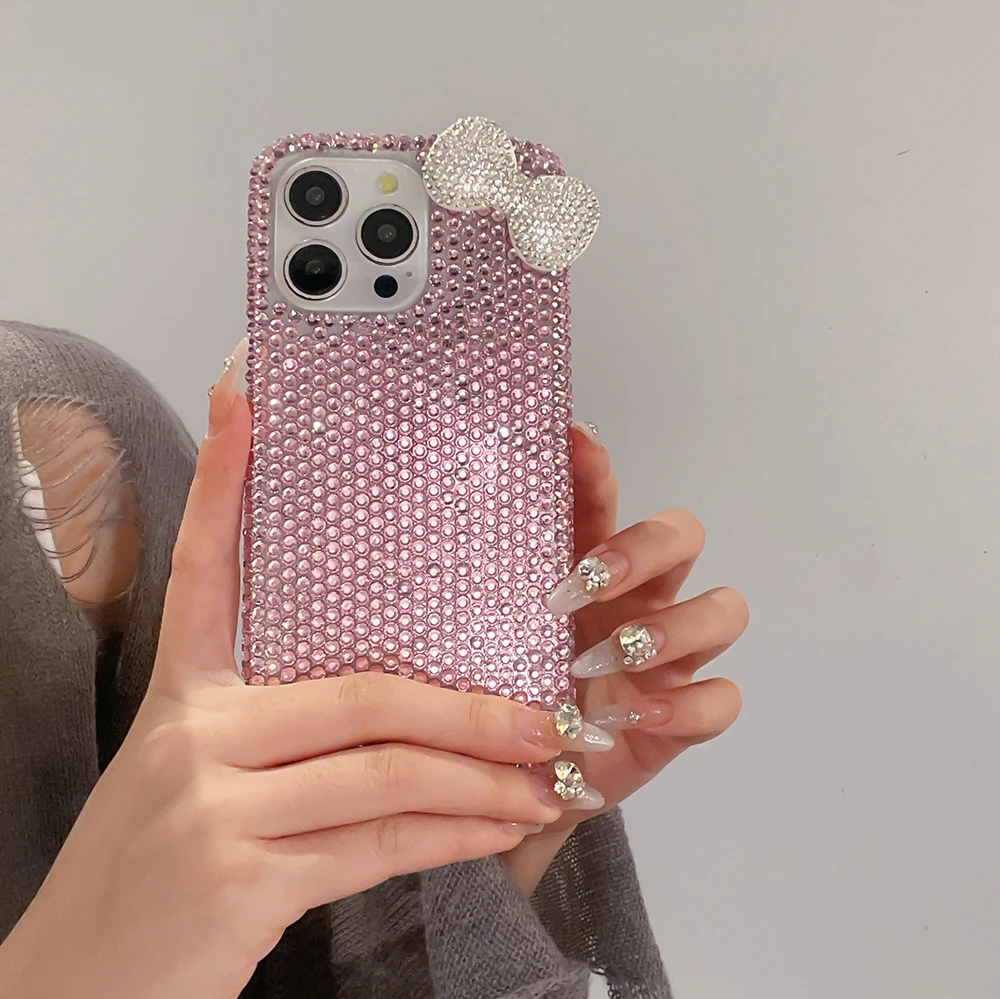 3D Glitzer Schleife Diamant Kristall Handyhülle für iPhone 13 12 15 14 16 Plus 17Pro 18 Pro Max Air 11 Stoßfeste Bling Schutzhülle – Detail 12
